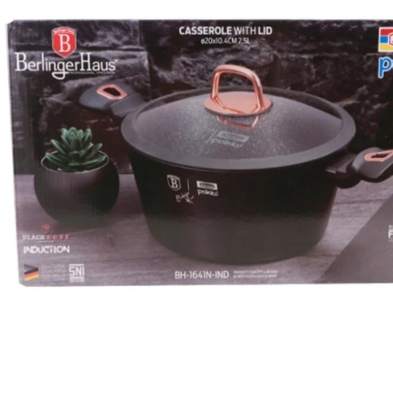 Berlinger Haus × Indomaret - Casserole with Lid 20x10.4 cm 2.5 l Black Rose Collection