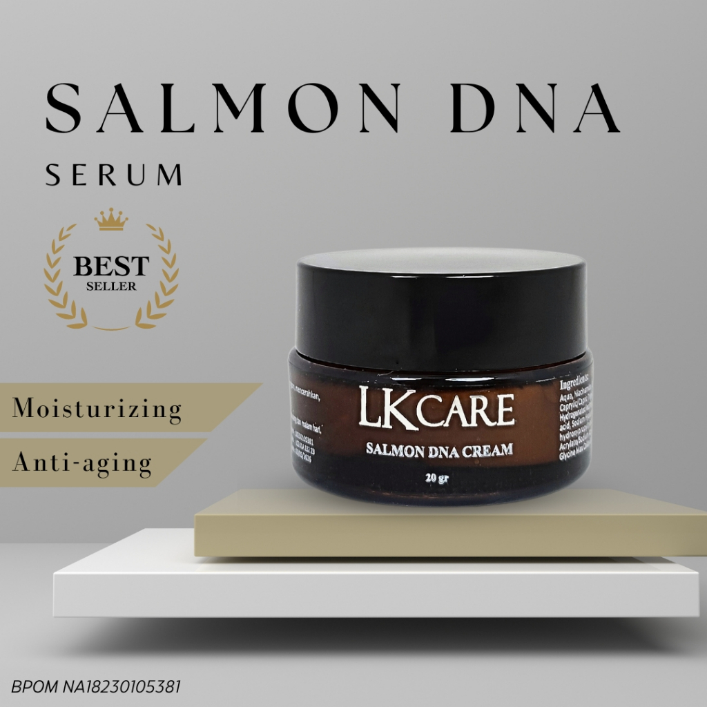 Cream Night Salmon DNA LKCare BPOM 20gr untuk Glowing, menunda penuaan dini, mengencangkan, mencerahkan, melembabkan, dan kerutan garis halus