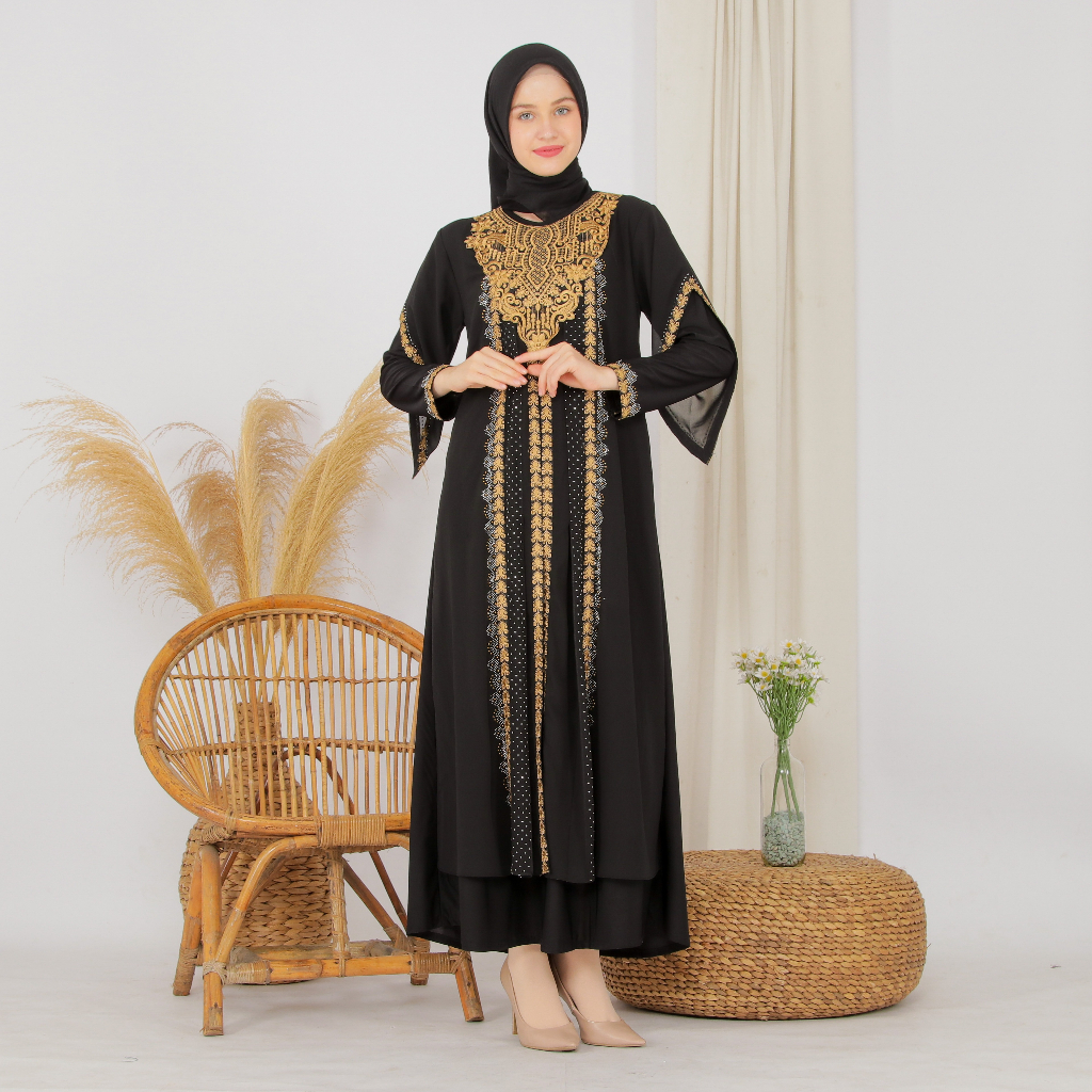 Abiyyuco TA9027 | Gamis Abaya Turkey Terbaru 2023 Turki Mewah Turky Hitam Putih Warna Warni Elegan