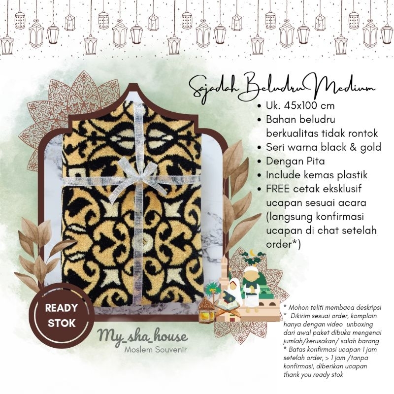 Parcel Souvenir Sajadah BELUDRU MEDIUM pengajian Tahlil nikah Khitan haji umroh idul fitri aqiqah