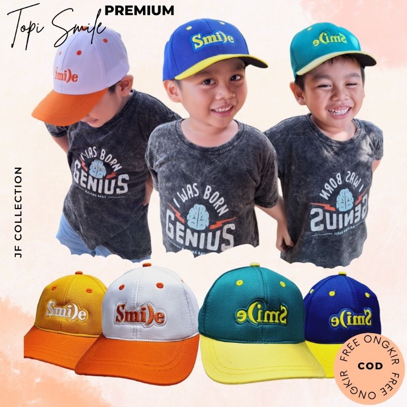 JF COLLECTION Topi Anak Baseball Premium Bordir Smile