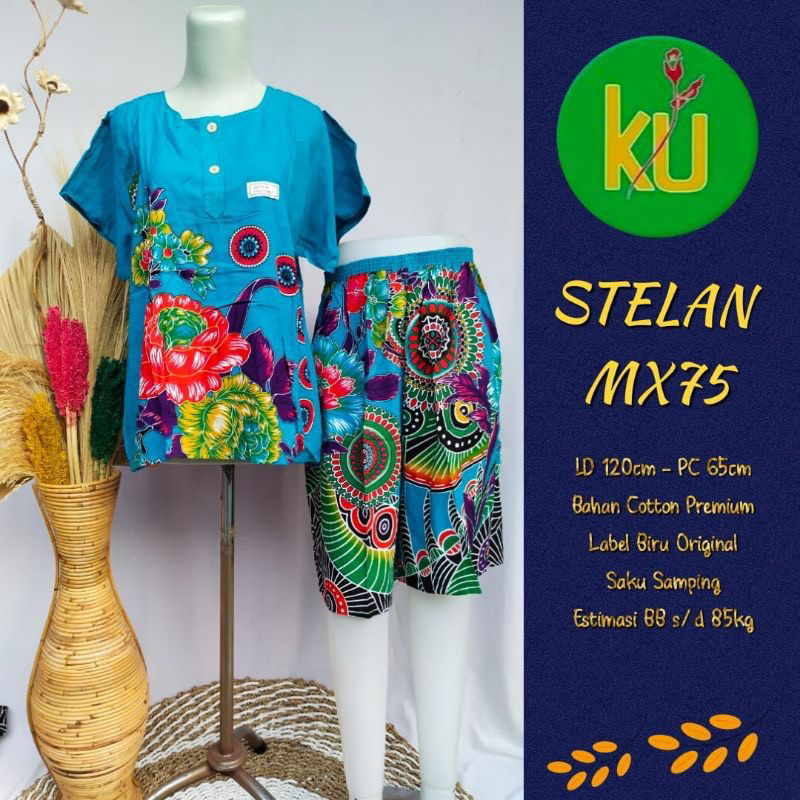 COD SET MAXI 75 KUB |STELAN CELANA KULOT PENDEK BUSUI KENCANA UNGU LABEL BIRU JUMBO LD.120 CM /BAJU 