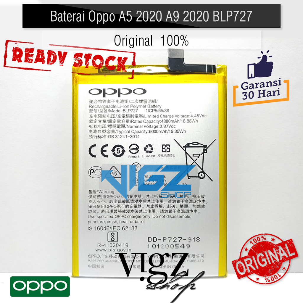 Baterai Oppo A5 2020 A9 2020 BLP727 Original 100%