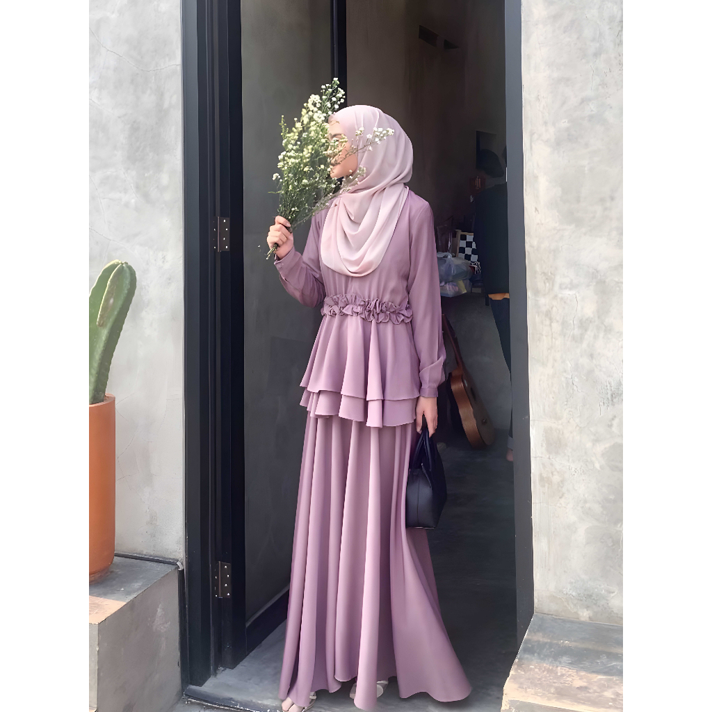 Tamara Dress Gamis Premium Polos Size M L XL Shakila Armani - Dress Gamis Wanita Syari Terbaru - Dress Gamis Polos Mewah - Dress Premium - Gamis Kondangan - Gamis Seragam - Gamis Pengajian Bisa COD By Zenic