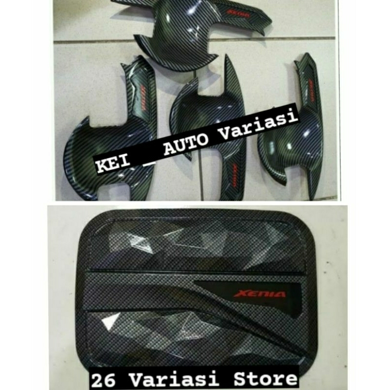 XENIA Paket Outer Mangkok Handle Tank Cover Variasi Mobil All New Xenia 2012-2021 Full Carbon
