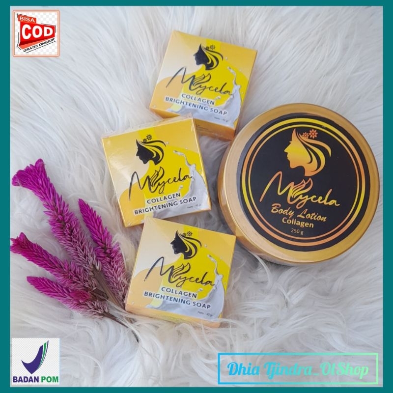 Paket Bulanan Body Lotion Collagen Mycela + 3 pcs Sabun Mycela BPOM