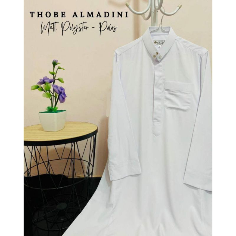 Jubah Thobe Almadini Polister Putih Remaja