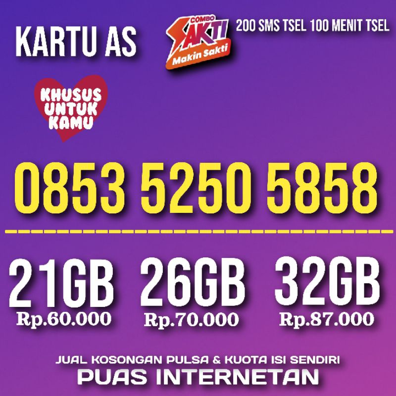 Nomor Cantik As Murah Kartu Perdana Cantik As Murah