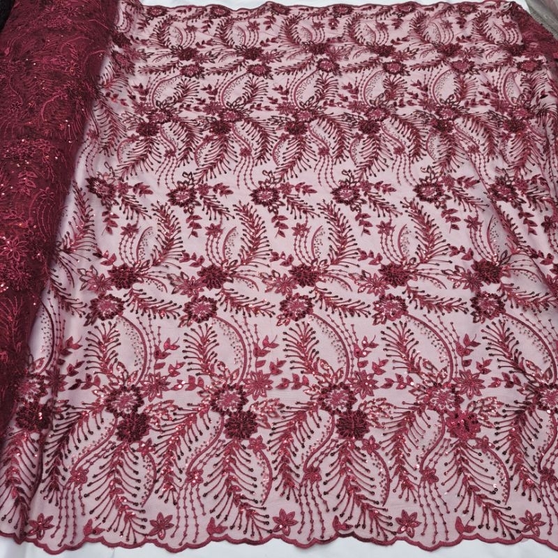 (COD) bahan kain tulle titania full payett terbaru/bakal kebaya pengantin mewah tille berpayet