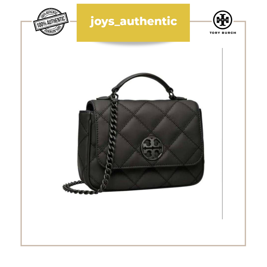 Tas wanita TB Tory burch willa mini top handle hitam black matte woman bag authentic original