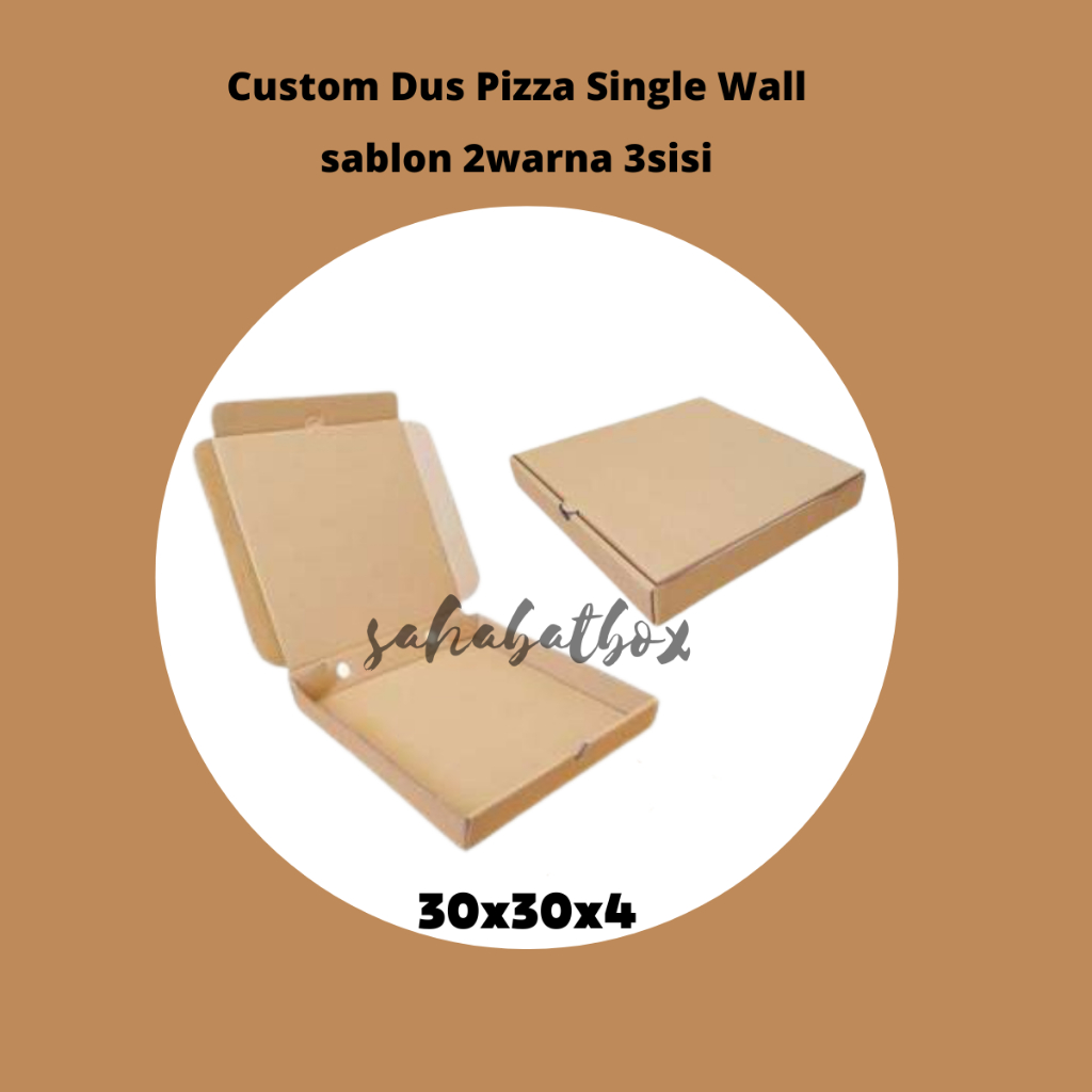 

Custom Dus/Kardus Pizza Sablon 2Warna 3Sisi 30x30x4