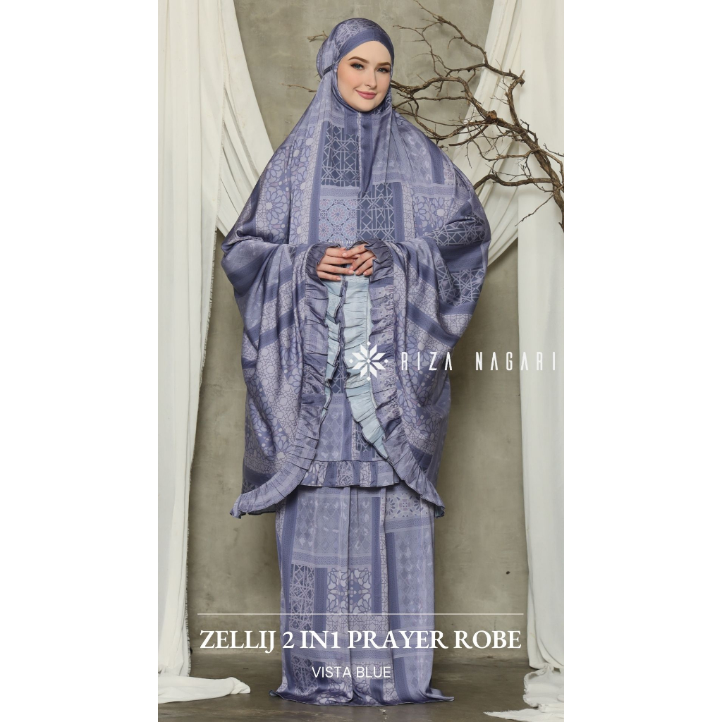 Mukena 2in1 Zellij | Mukena Satin Silk Premium Printed