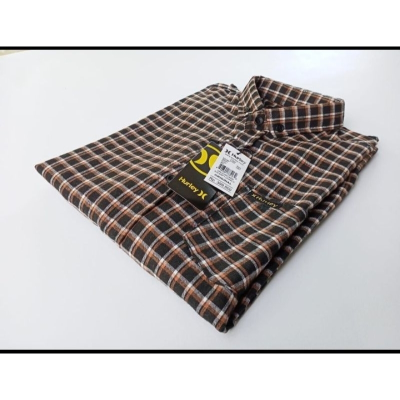 Hurley Kotak Kotak Kemeja Kantor Motif Random Kemeja Planel Lengan  Panjang Ukuran L&XL