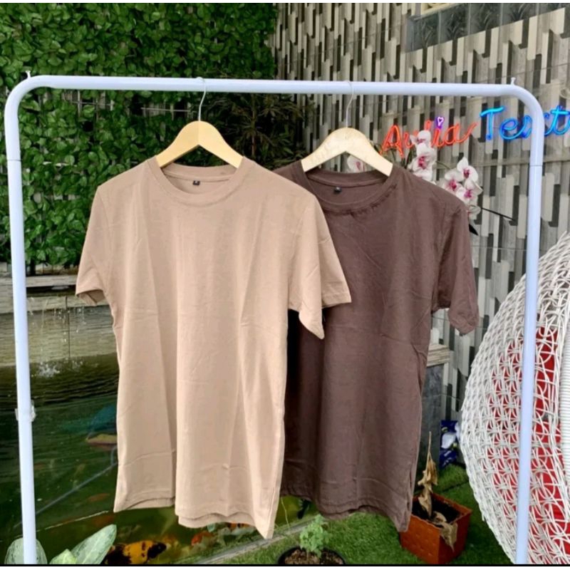 kaos polos cotton combat 30's||coklat susu & coklat tua