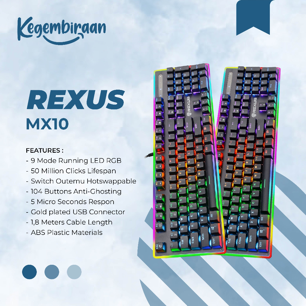 Rexus MX10 Keyboard Gaming Mechanical Rexus Legionare RGB