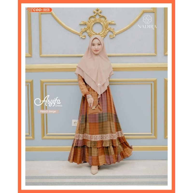 Asyifa Dress by Nadira Gamis Wanita Terbaru Gamis Motif Square