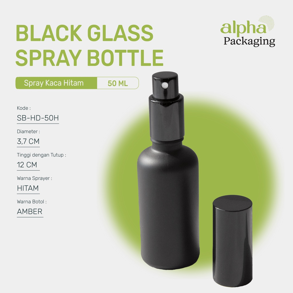 Botol Spray Kaca Hitam Doff 50ml Glass Bottle Spray Black Kaca Tebal