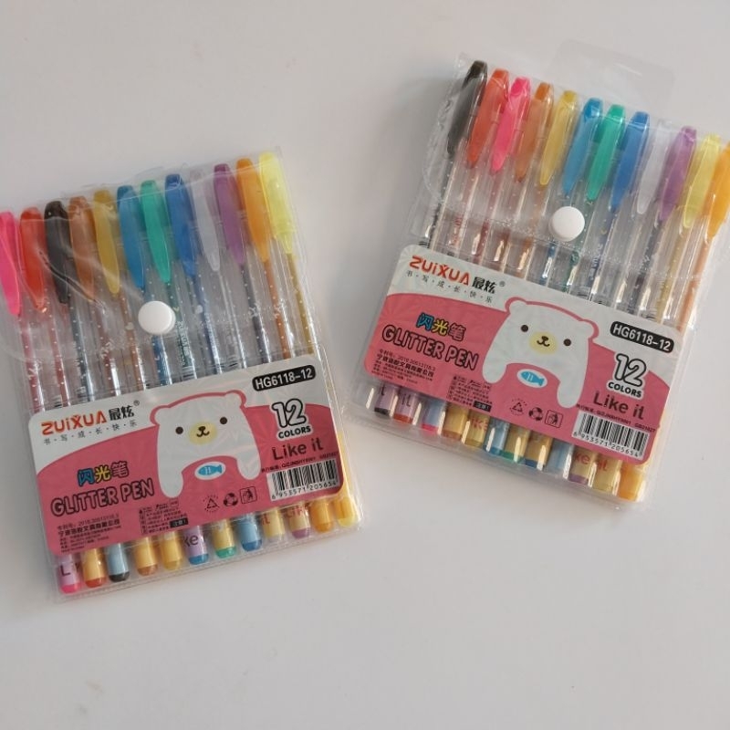 

Glitter Pen 12 Warna / Pen Glitter/Pena Glitter/Bolpen Glitter/Pulpen Glitter