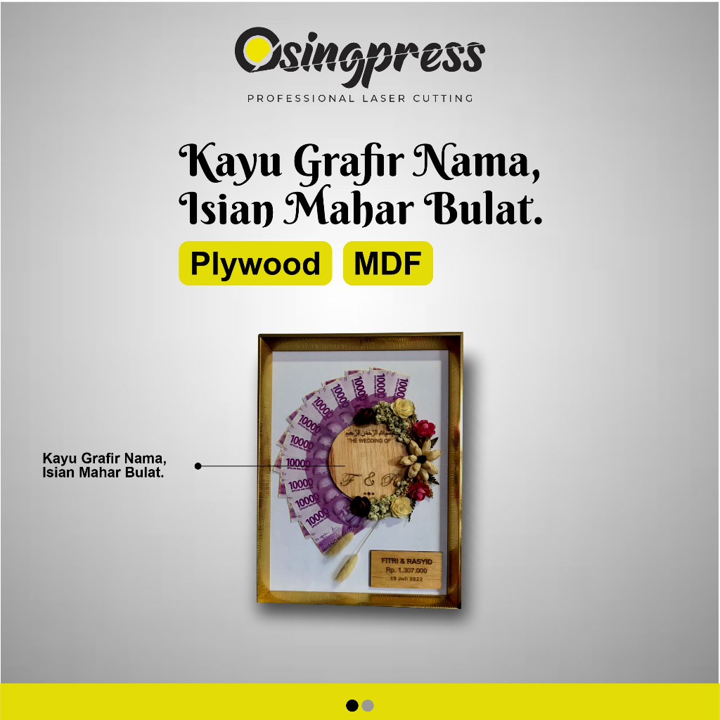 Kayu Nama Hiasan Box Mahar Bulat Custom | Kayu Grafir Nama Mahar Bulatan MDF Plywood