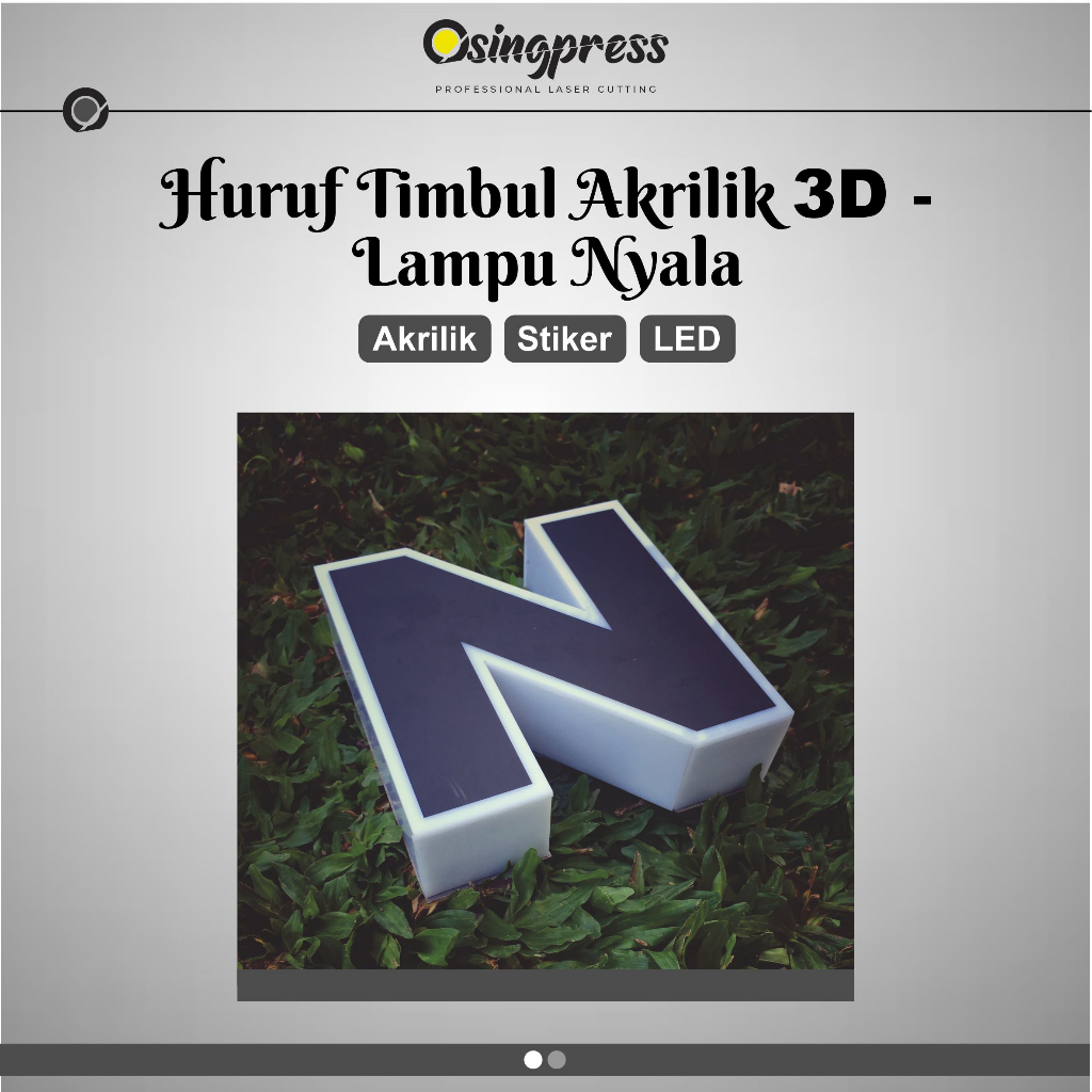 Huruf Timbul Akrilik 3D - LED Lampu Nyala