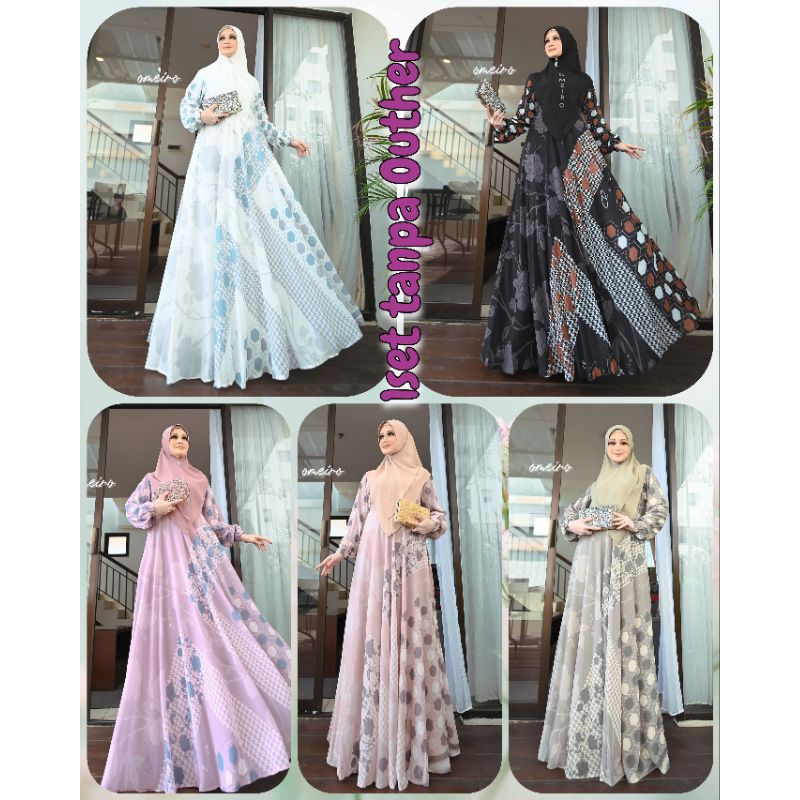 OMEIRO - QUEEN BEYZA SERIES - SET OUTER/NON OUTER - SEANA SERIES - SET ABAYA SILKY PRINTING