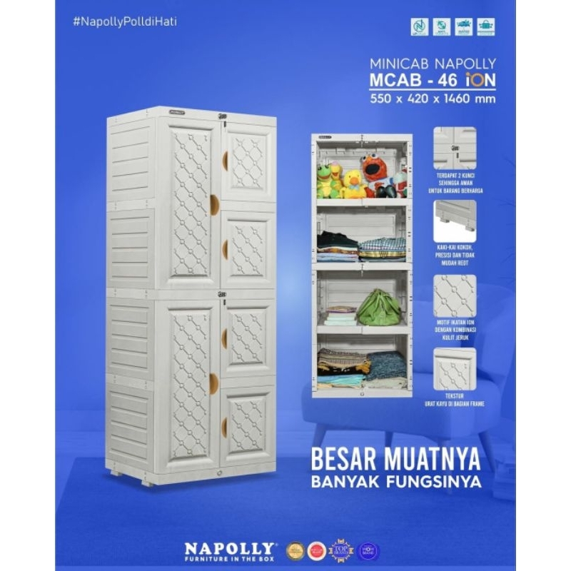 Lemari Pakaian Plastik 2 Pintu / Lemari Anak / Lemari Baju Plastik / Lemari Plastik 4 Susun MCAB - 4