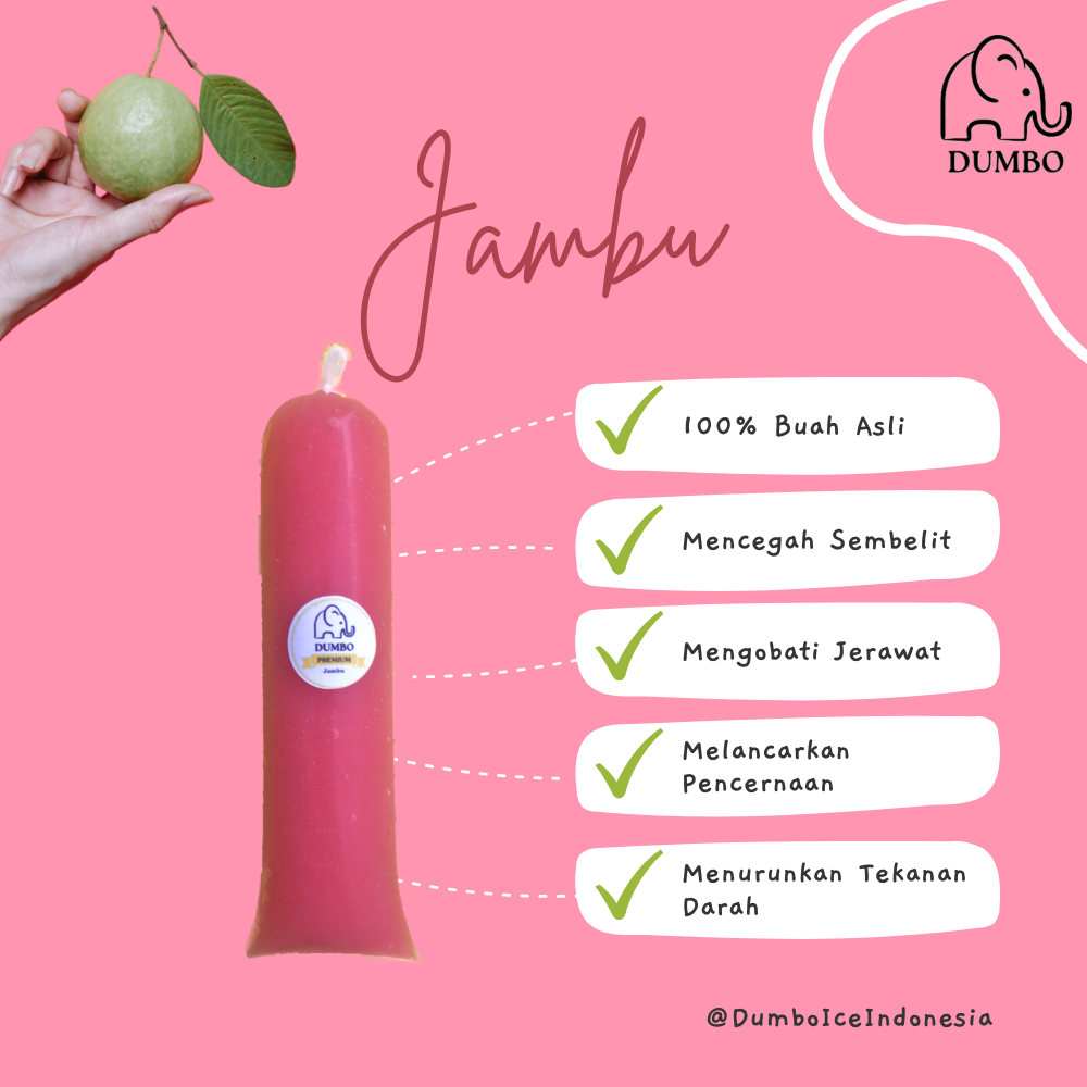 

Dumbo Ice Premium Rasa Jambu [10 pcs] || Es dari 100% Buah Asli dan Gula Alami Healthy Dessert