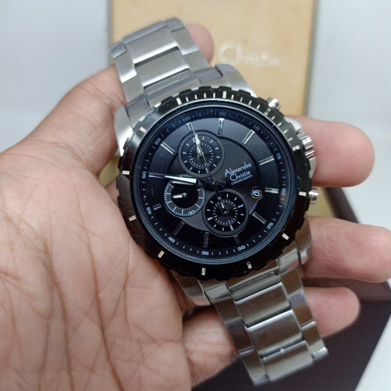 Alexandre Christie Second Tipe 6141MC Silver Plat Hitam