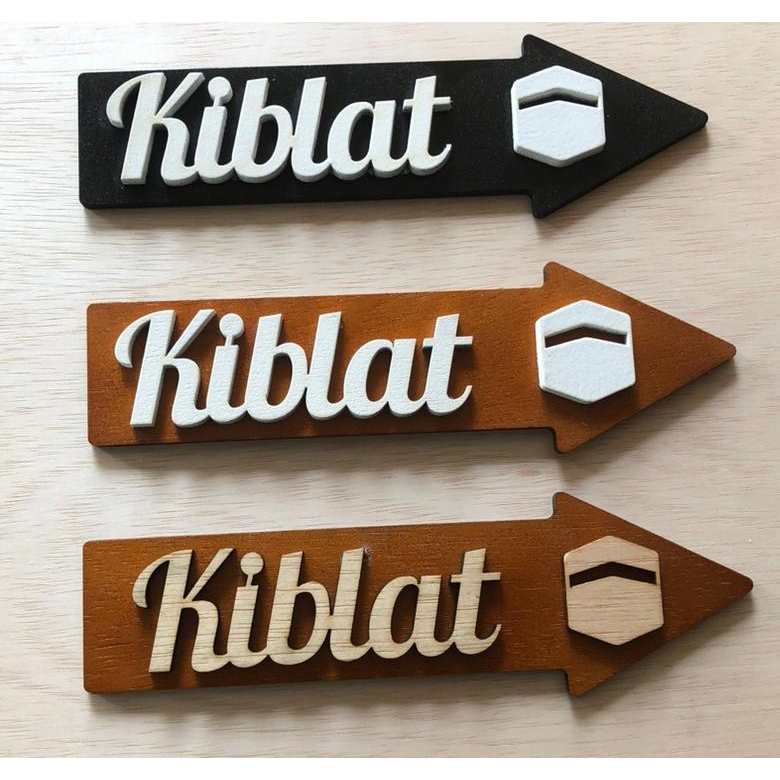 PAPAN TANDA ARAH KIBLAT WARNA - TULISAN TIMBUL