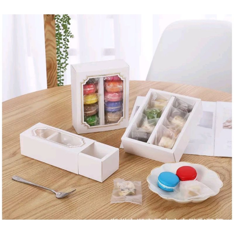 

Box karton macaroon/ Box wadah makaron isi 5/10 putih/coklat