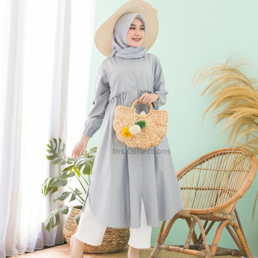 Tunik Sakila By Ins Collections Baju Atasan Muslim Wanita Casual Bahan Katun Toyobo Premium II