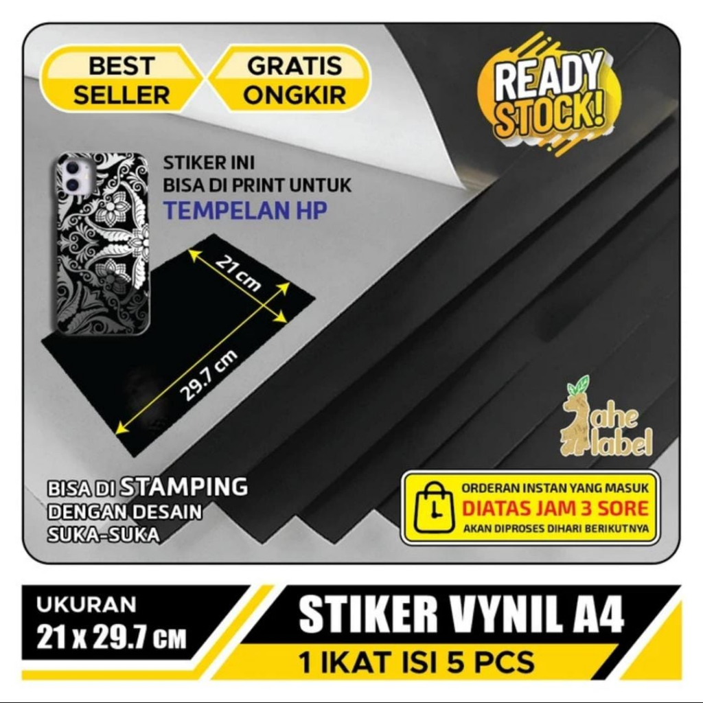 Stiker Label Vinyl A4 Black