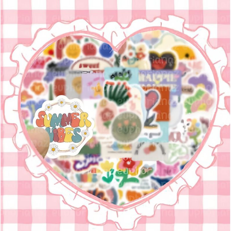 [10PCS] RANDOM stiker quotes gambar emote floret bunga lucu scrapbook dekorasi aesthetic