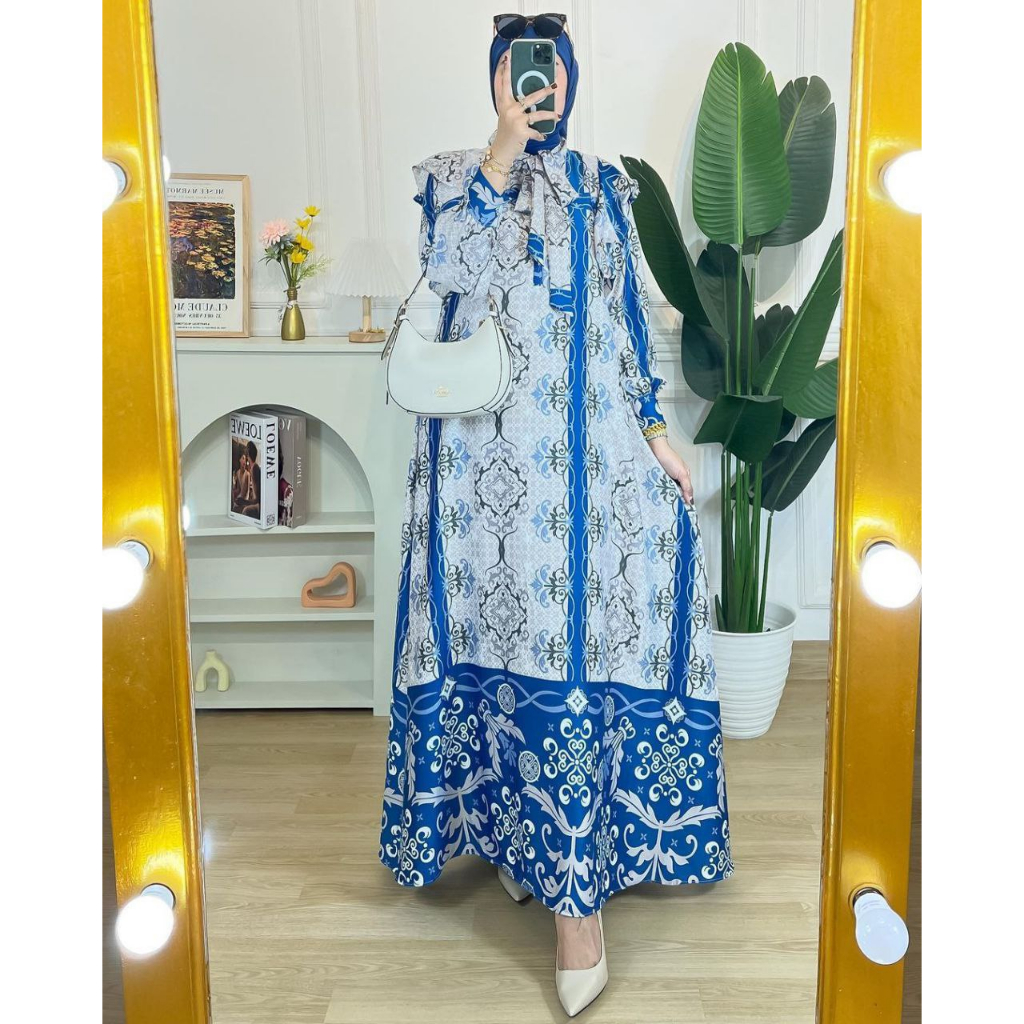 Gamis Syal Modern Mewah Bahan Dior Silk Premium