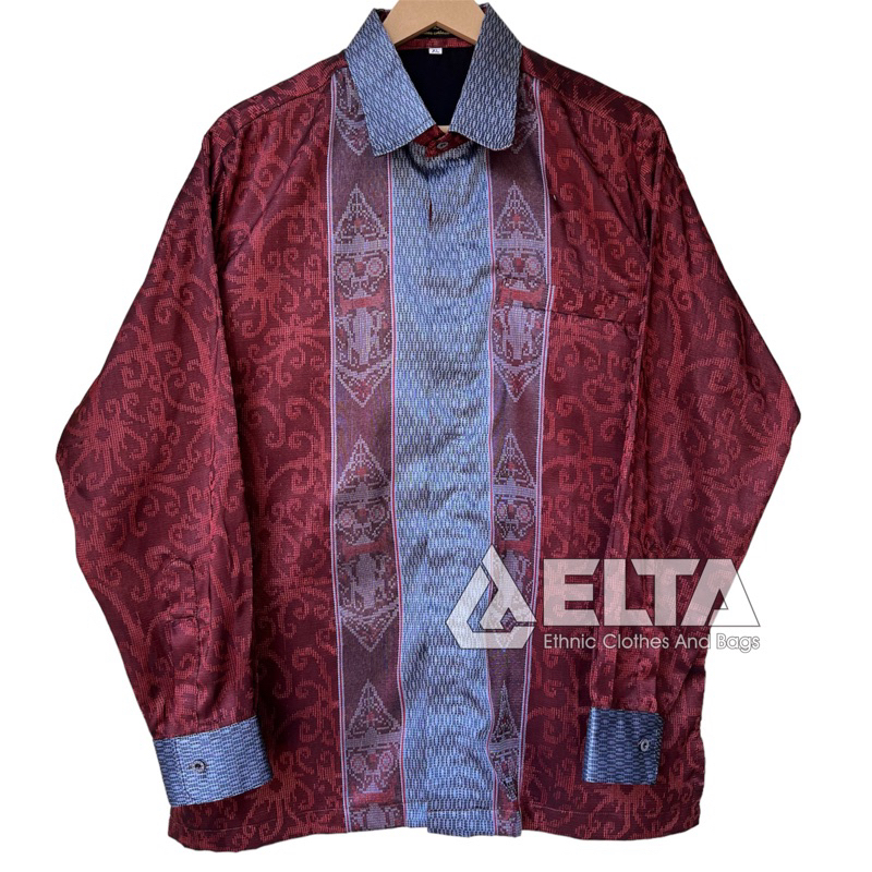 kemeja lengan panjang tenun songket baron motive kalimantan