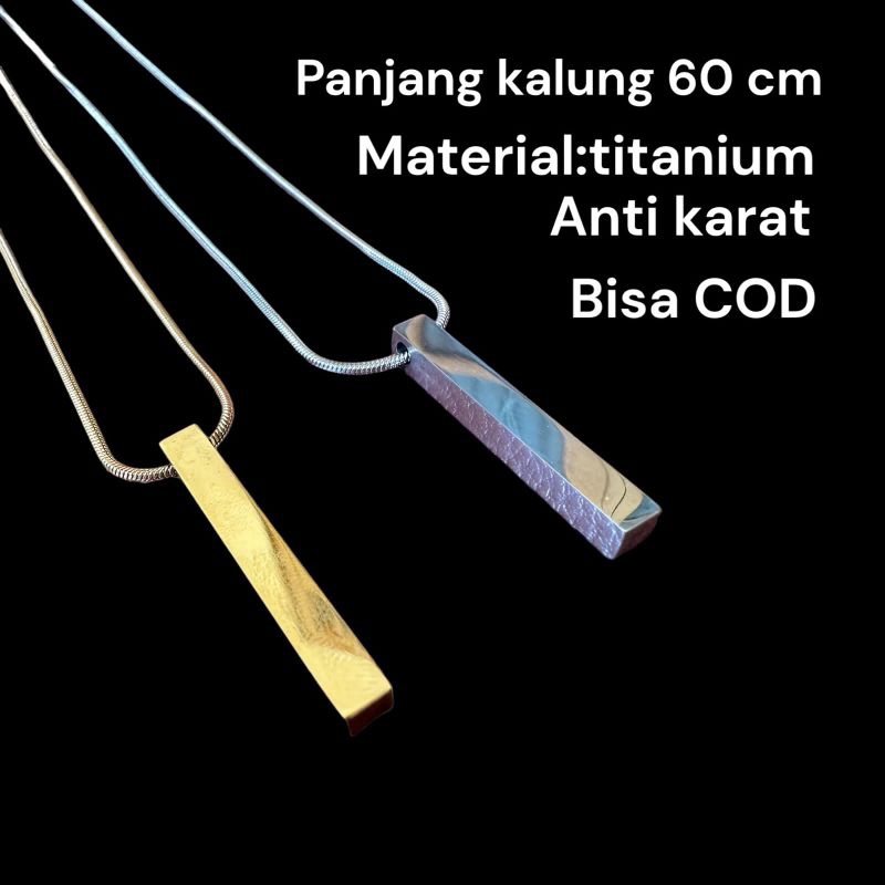 kalung titanium pria balok panjang 60cm