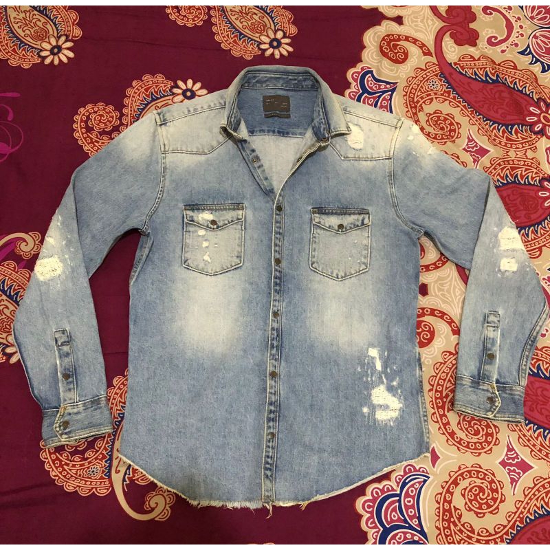 zara man jeans ripped jacket