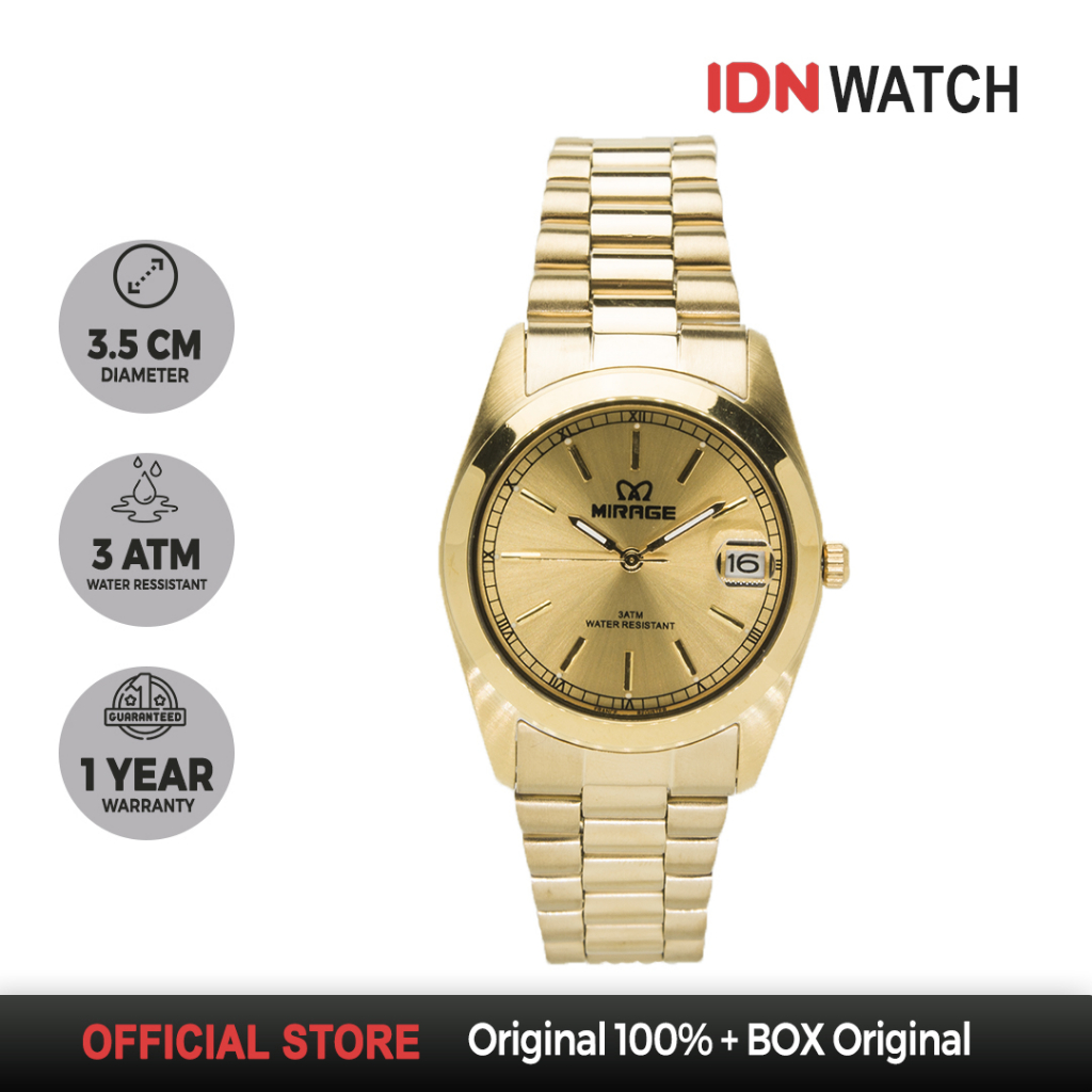 Jam Tangan Mirage Pria Original Premium Series TS195M Gold Mewah