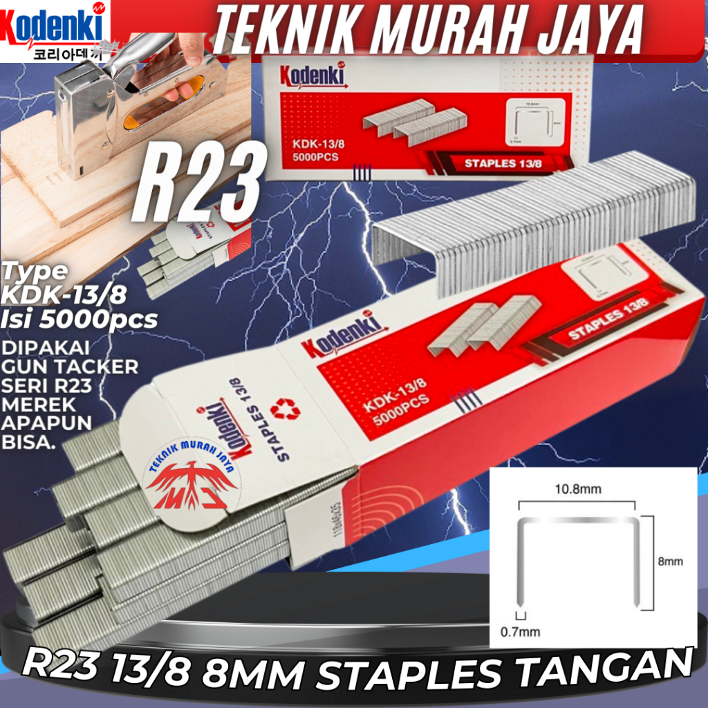 

KODENKI Isi Staples Jok Tangan Manual Refill Gun Tacker R23 13/8 8mm Xenon Modern Benz Heavy Duty