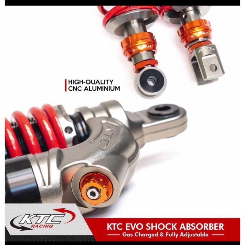 SHOCK BREAKER KTC RACING EVO ORIGINAL SINGLE SHOCK TABUNG ATAS SERIES MATIC 310MM 330MM 340MM DOUBLE KLIK DUMPER MIO XEON VARIO BEAT SCOOPY