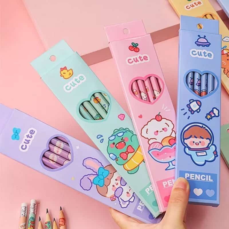

Pensil karakter lucu isi 6 pcs set alat tulis isi set 6 pcs