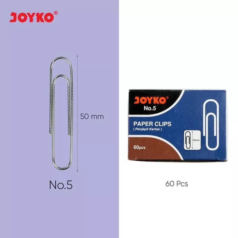 

PENJEPIT KERTAS SEGITIGA / TRIGONAL CLIPS MEREK JOYKO NO.1 / NO.3 / NO.5 ( Isi 60biji )