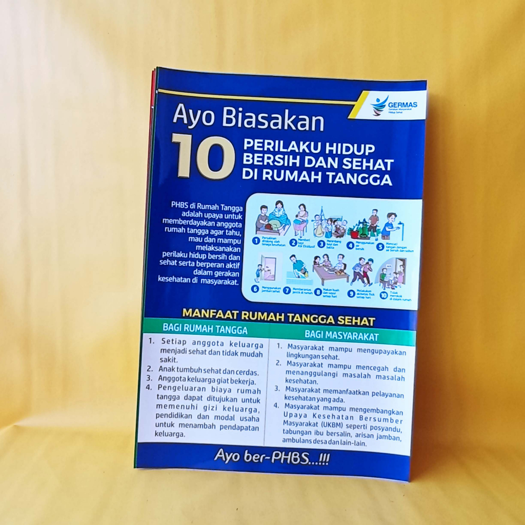 Poster PHBS | Poster Ayo Biasakan 10  PHBS | Poster PHBS di Rumah Tangga Biru