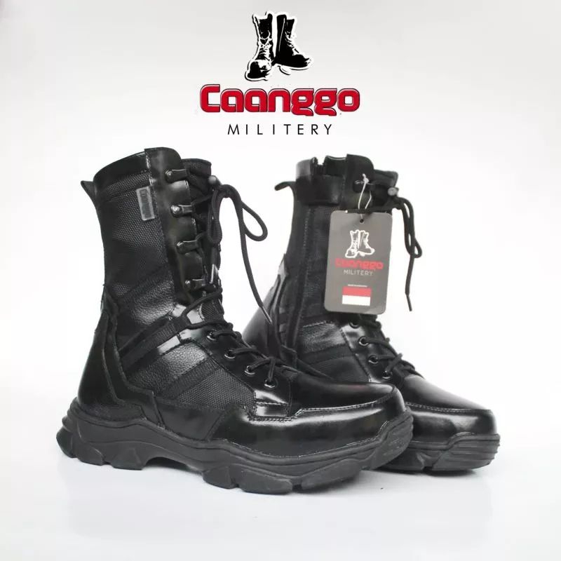 Sepatu pdl kulit TNI POLRI caanggo terlaris 2021 kombinasi cordura anti air PDL TNI POLRI SECURITY