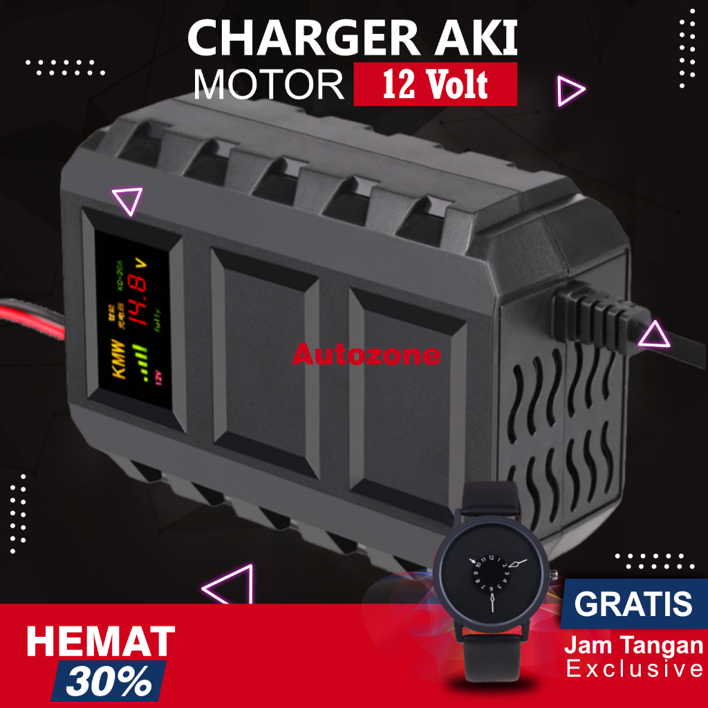 ORIGINAL Taffware Charger Aki Mobil Lead Smart Battery Charger 12V6A - DXY88 - COD