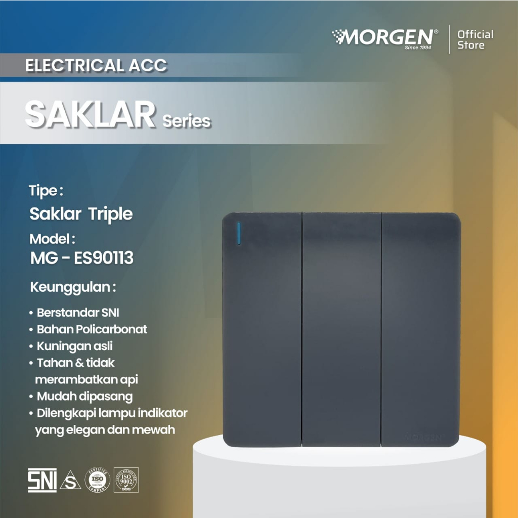 Morgen MG-ES90113A IB SAKLAR TRIPLE ABU ABU Inbow Inbo / IB 3 Saklar Model N SchD