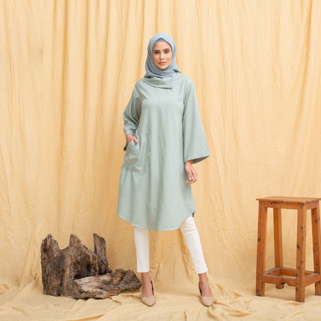 Tunik Hasna By Ins Collections Baju Atasan Muslim Wanita Casual Bahan Katun Toyobo Premium