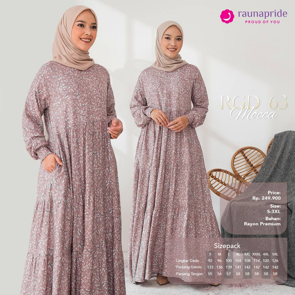 BAJU GAMIS TERBARU GAMIS RAYON PREMIUM MOTIF RGD 63 BY RAUNA