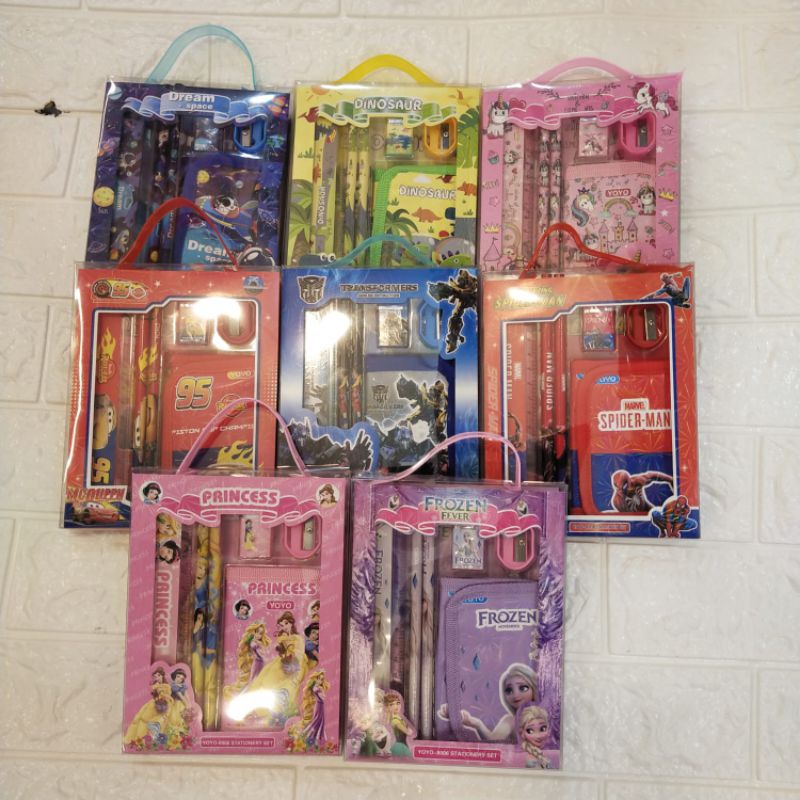 

Stationary Set 6in1 Kotak pensil anak set Stationary alat tulis kotak pensil set karakter