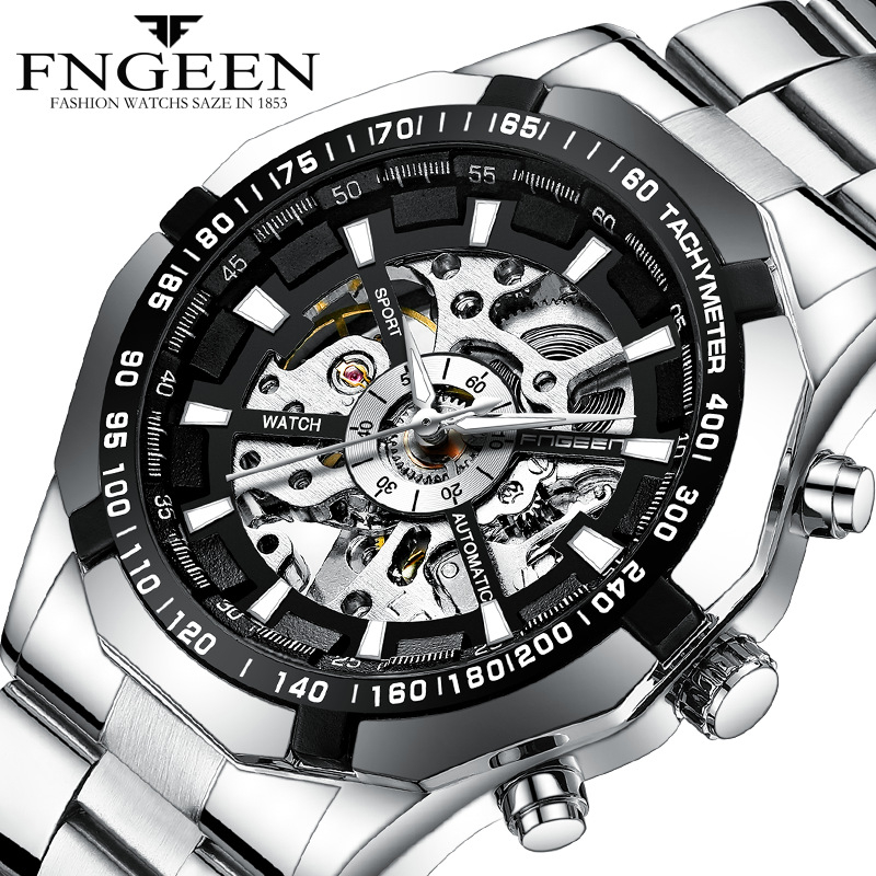 Jam Tangan Original Fngeen A001 Anti Automatic Air Silver Import Otomatis Mekanik Perak Keren